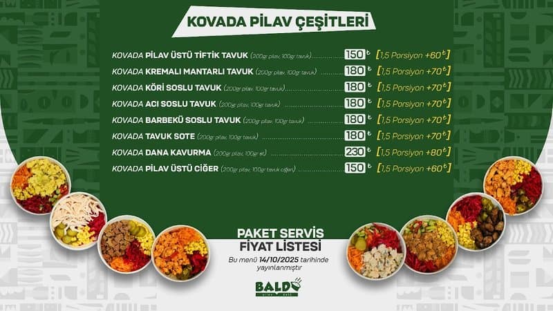 BALDO - KOVADA Pilav Üstü Tavuk ve Et Çeşitleri Uşak