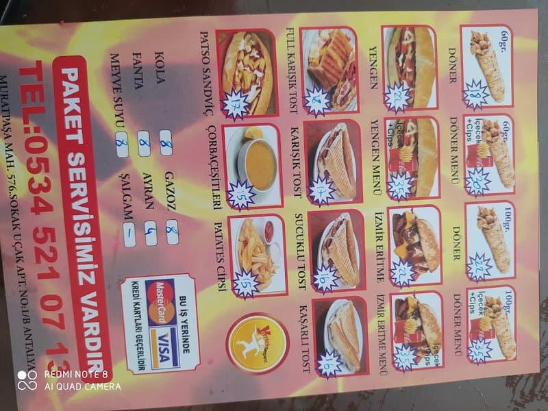 Bereket fast food kafesi Muratpaşa/Antalya